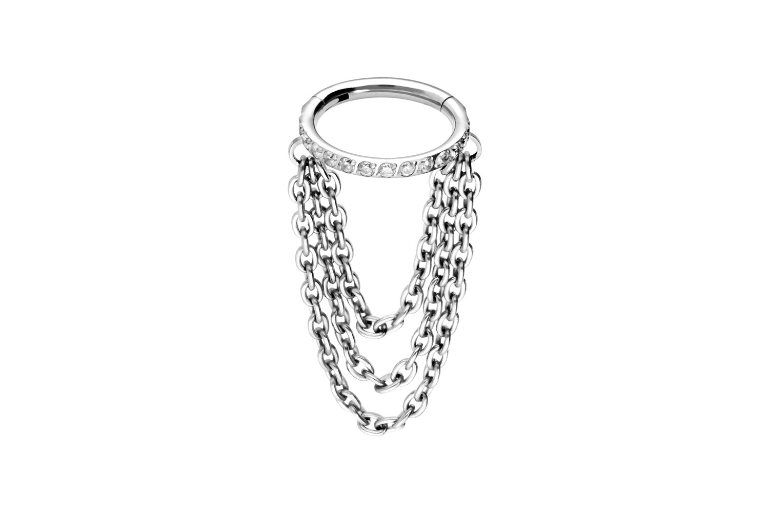 Titan Segmentring Clicker Piercing EINGEFASSTE KRISTALLE + 3 KETTEN